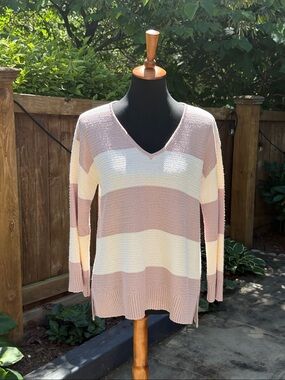 St. John Rugby Striped V-Neck Sweater